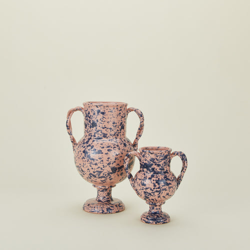 Pink and blue verona vases in large and small