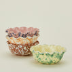 Splatter scallop bowls in various colors