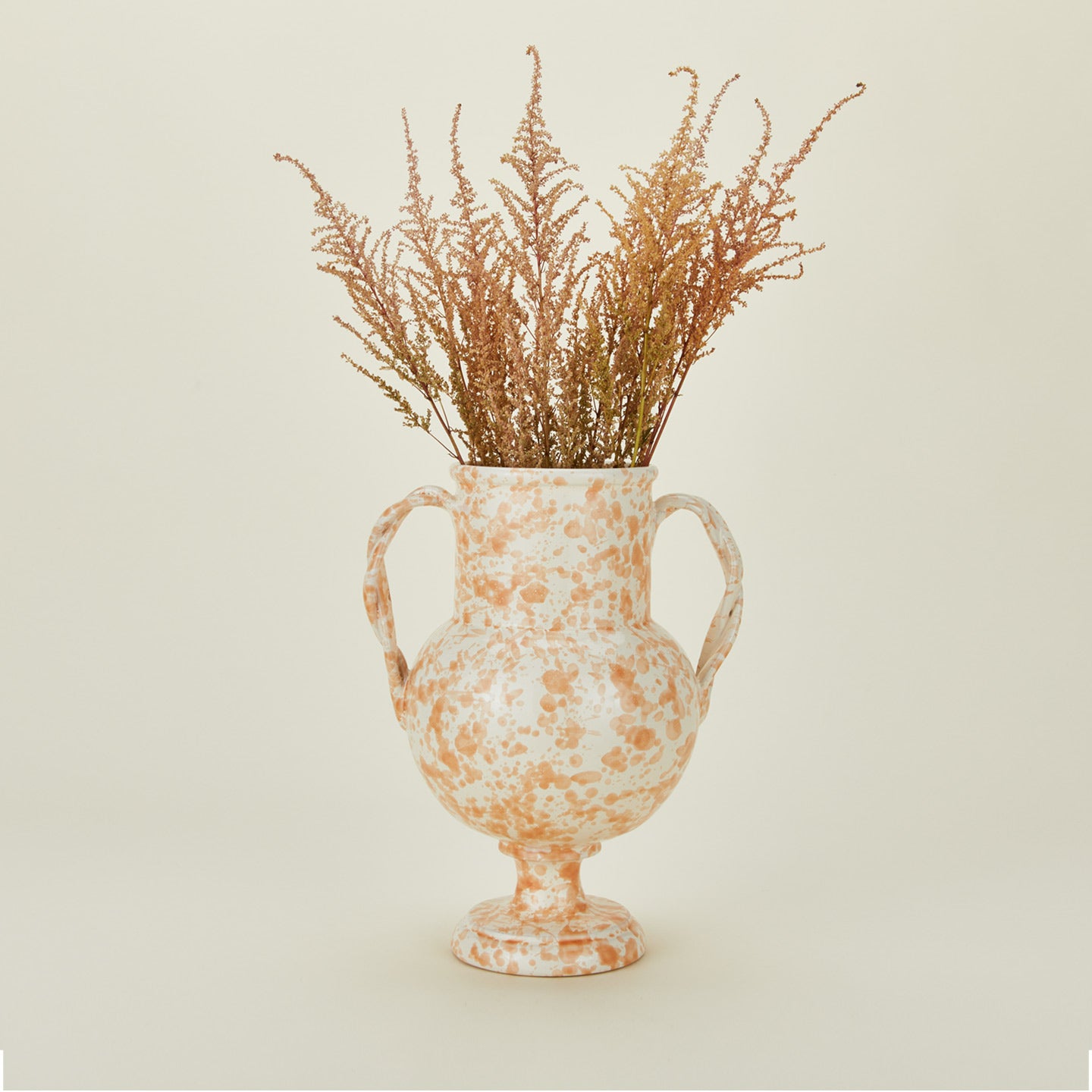 Large verona vase in tan and ivory with florals