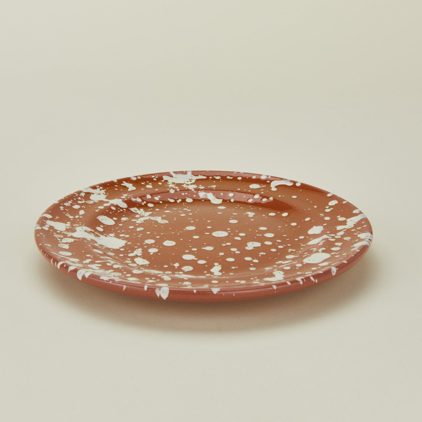 Splatter terracotta and ivory salad plate