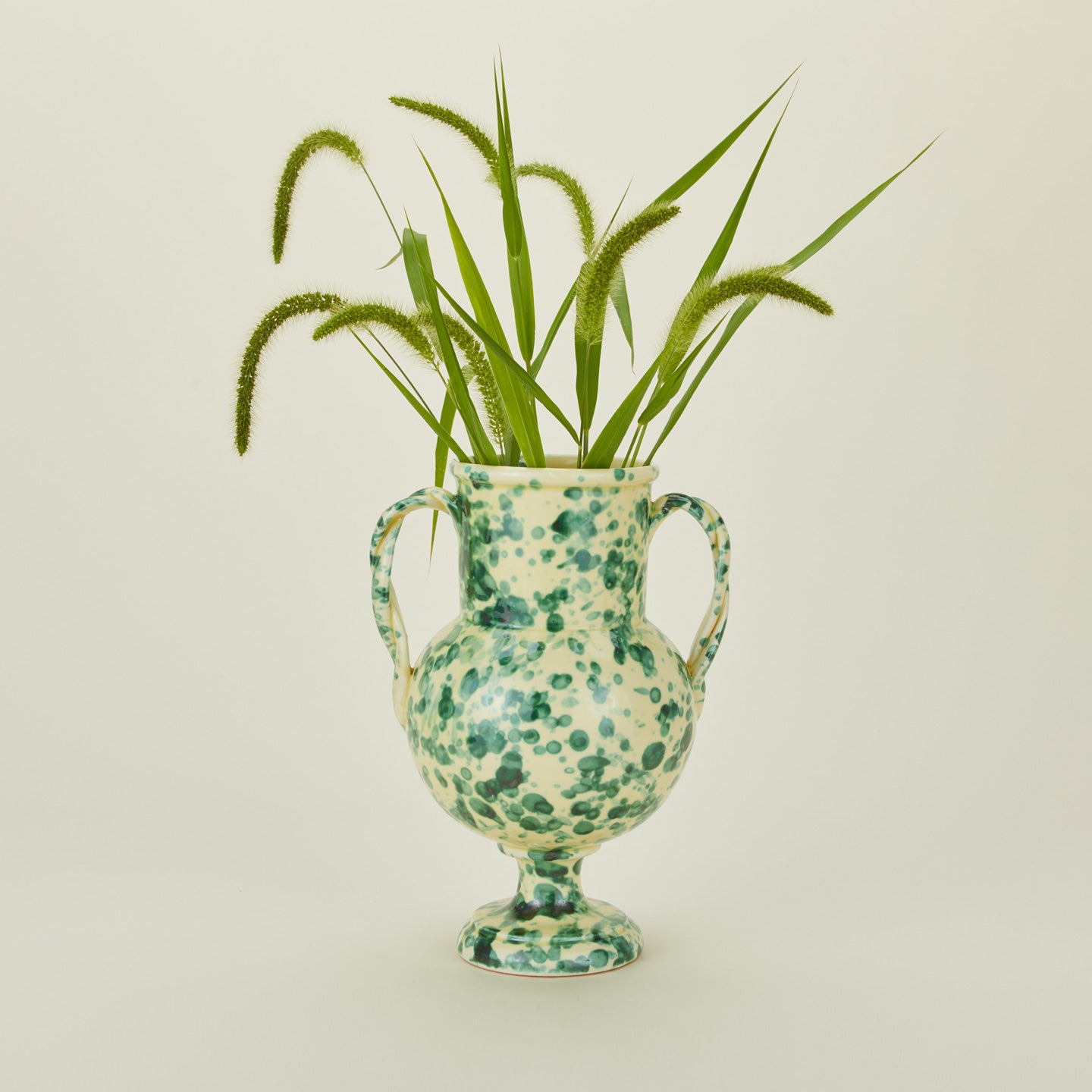 Large verona vase in yellow and green with florals