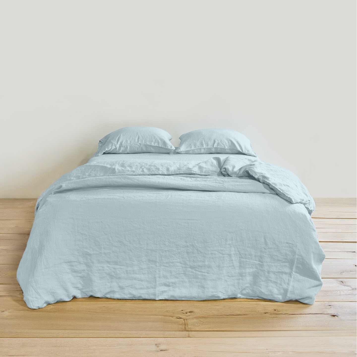 Simple linen bedding in sky