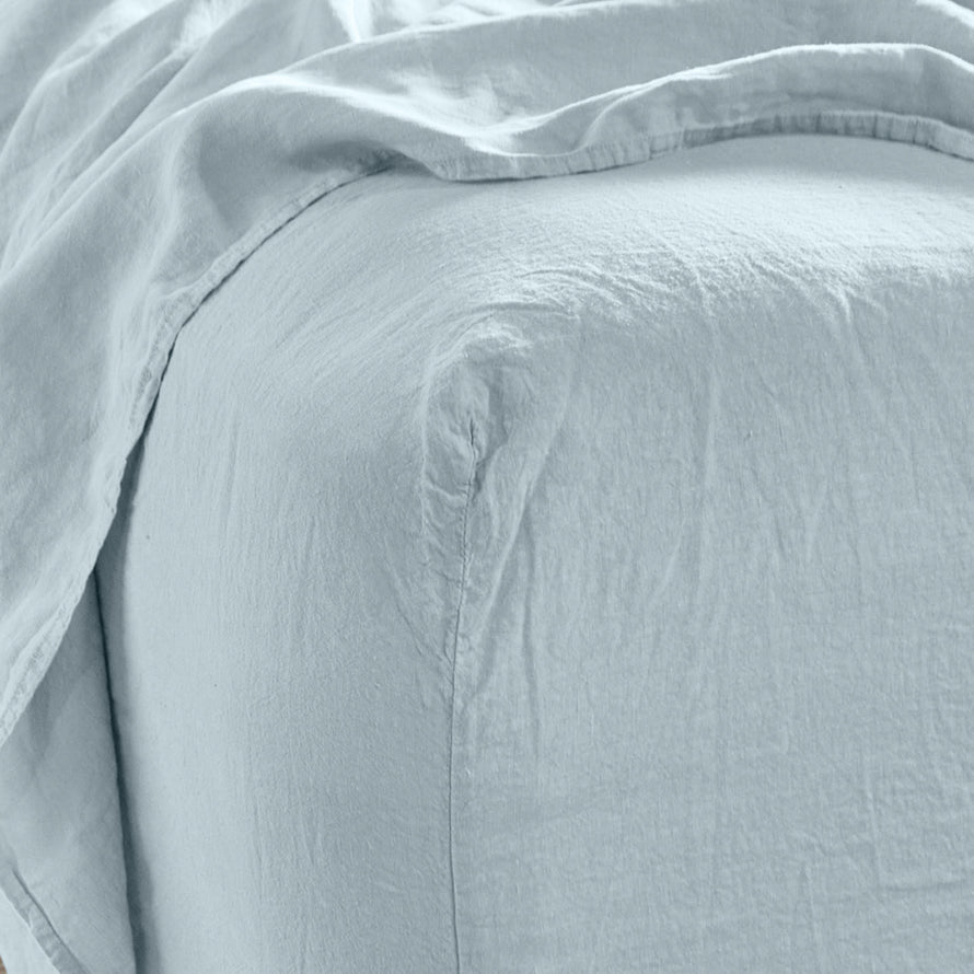 Simple linen bedding in sky