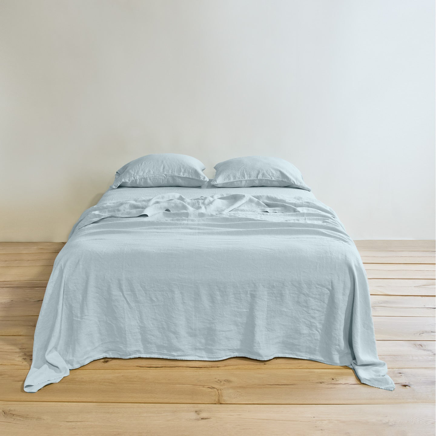 Simple linen bedding in sky