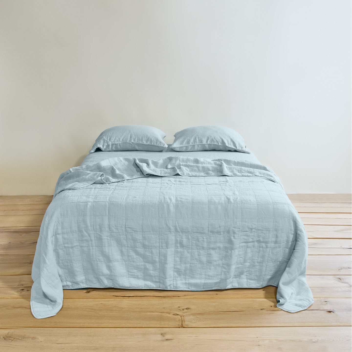 Simple linen bedding in sky