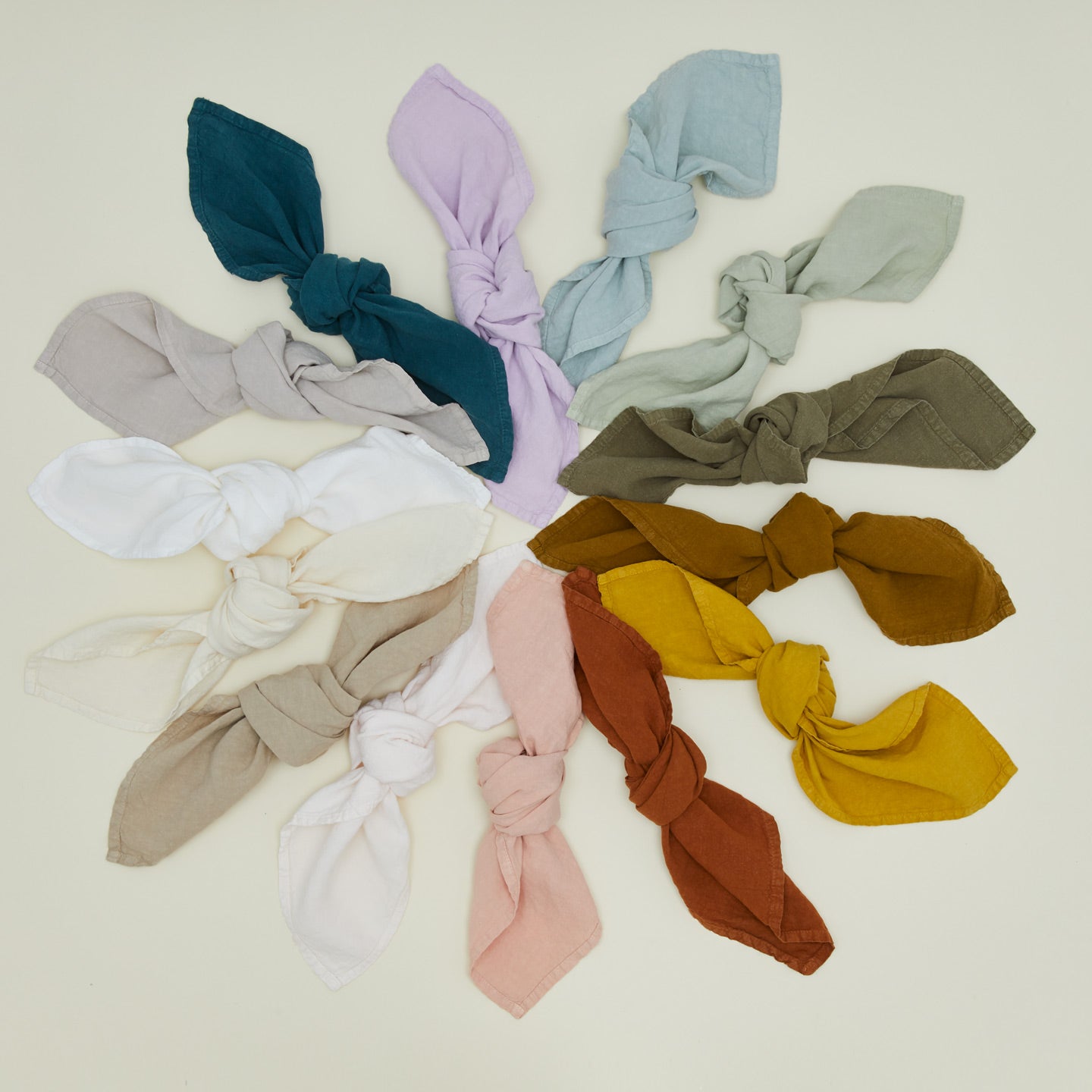 Simple linen napkin family in various colors.