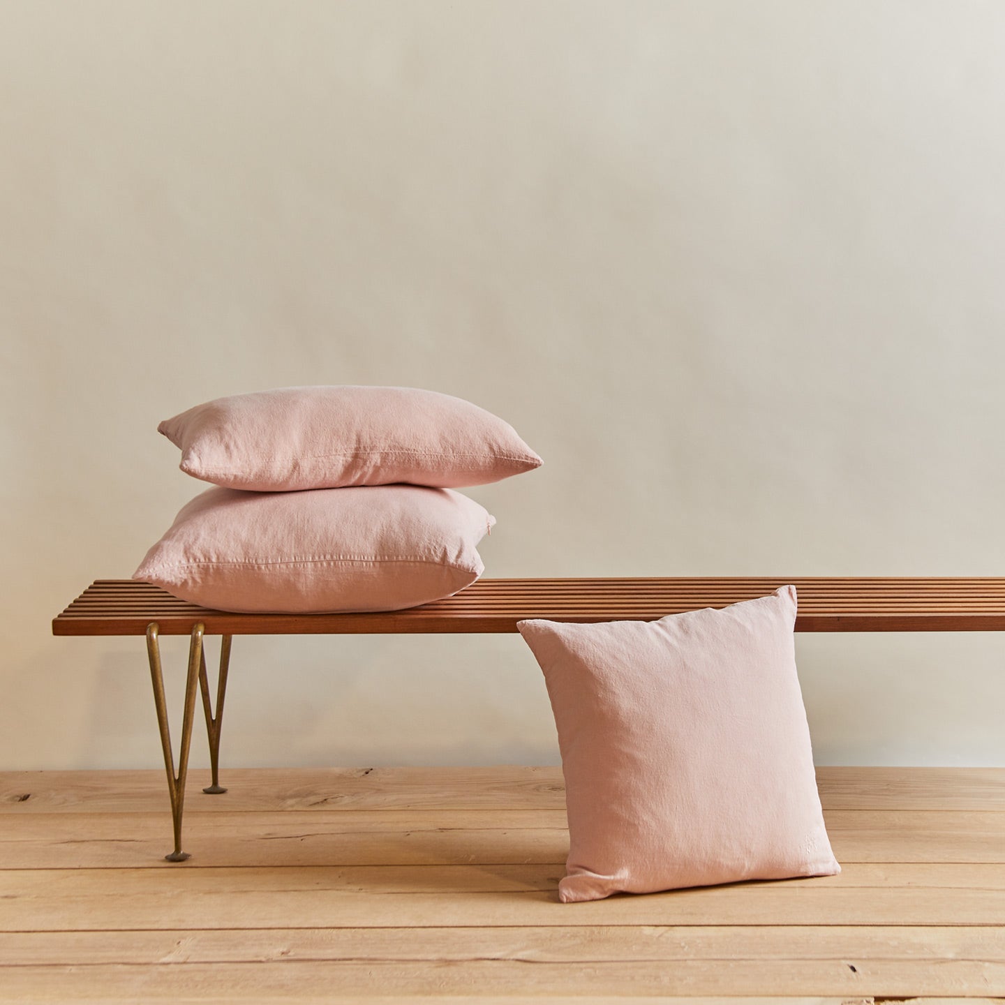 Simple linen pillow in blush