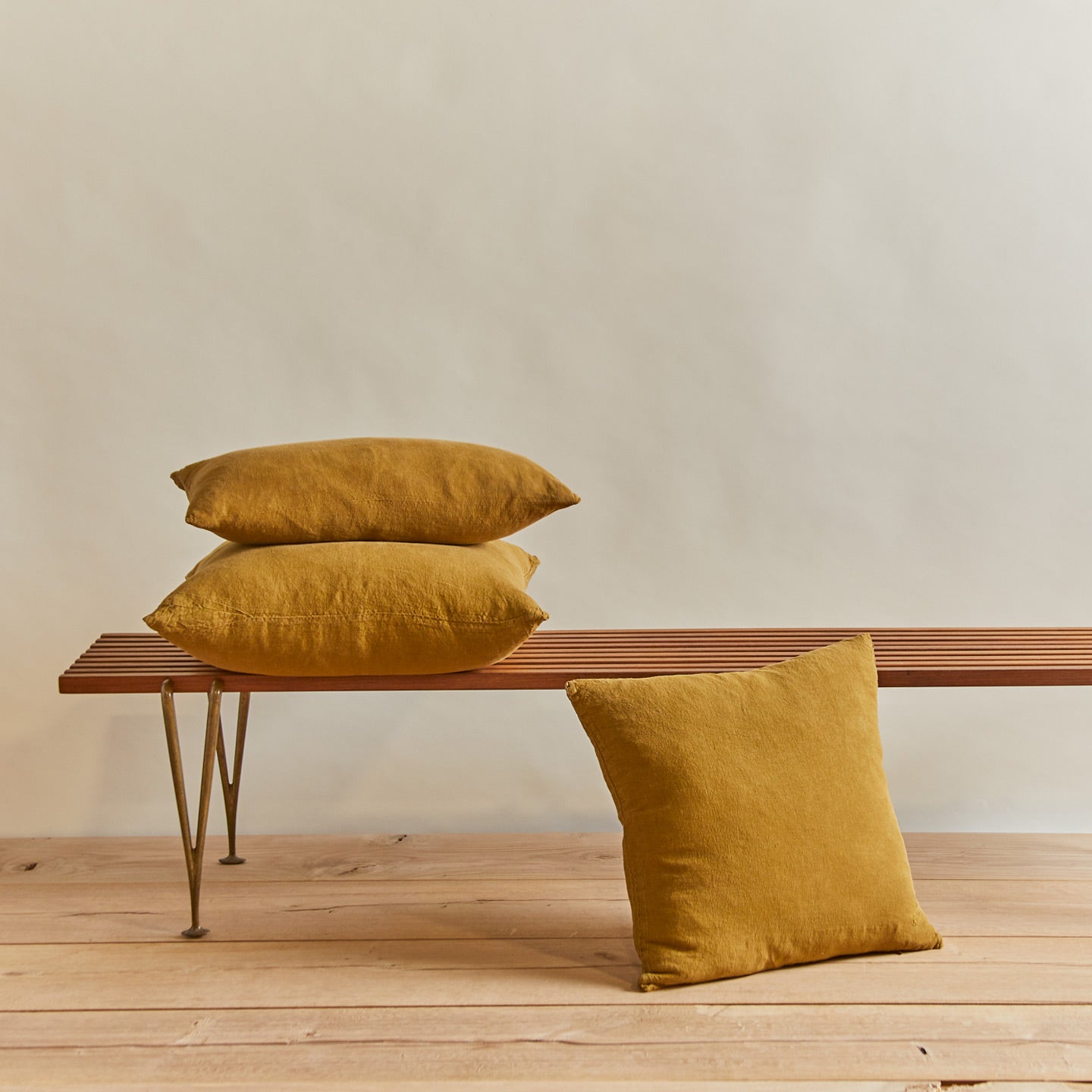 Simple linen pillow in bronze