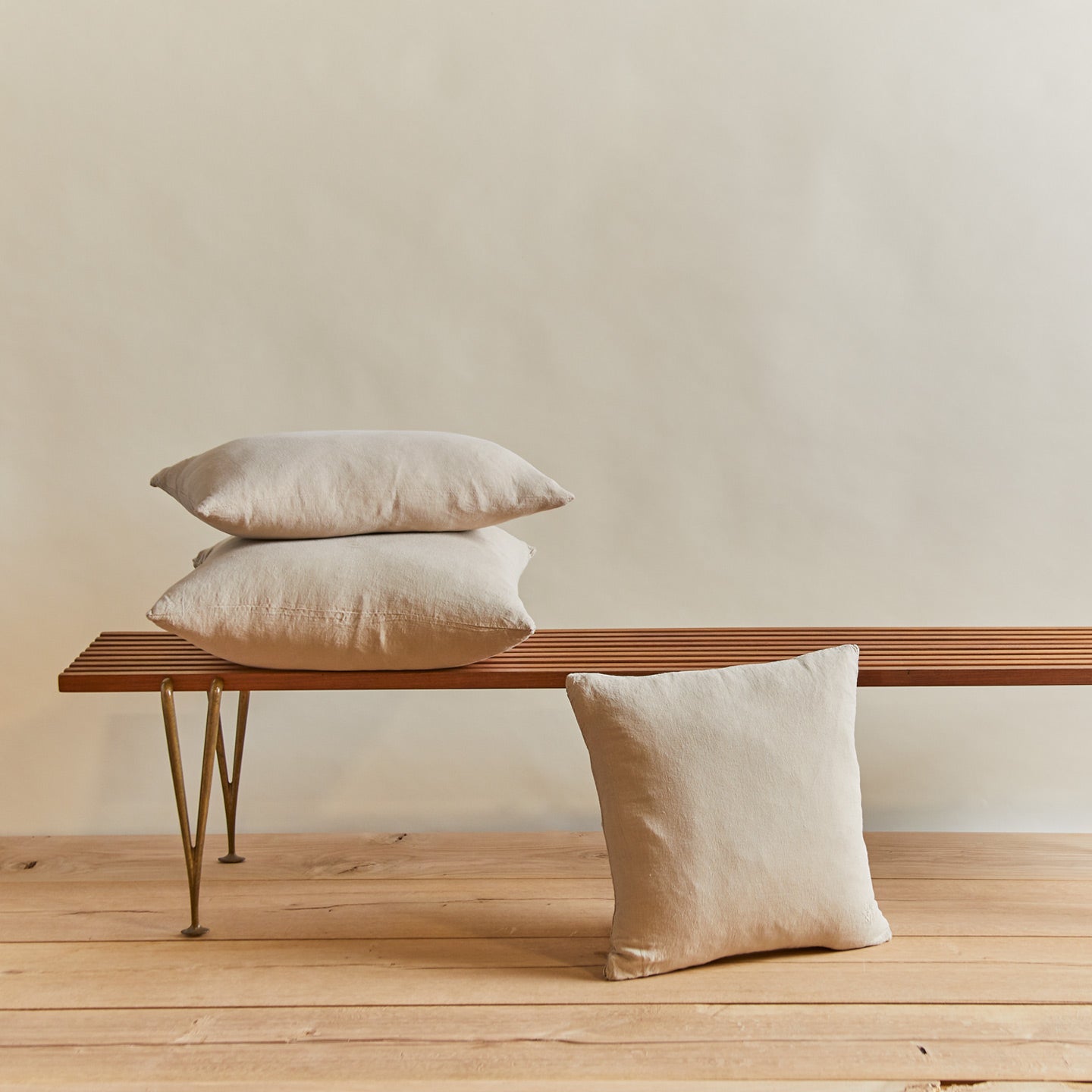 Simple linen pillow in flax