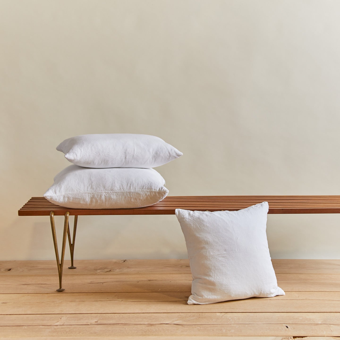 Simple linen pillow in white