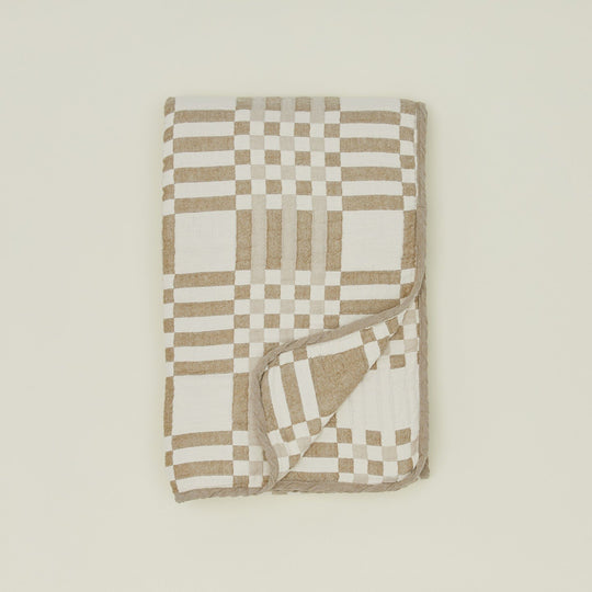 Simple Plaid Blanket - Ivory/Flax