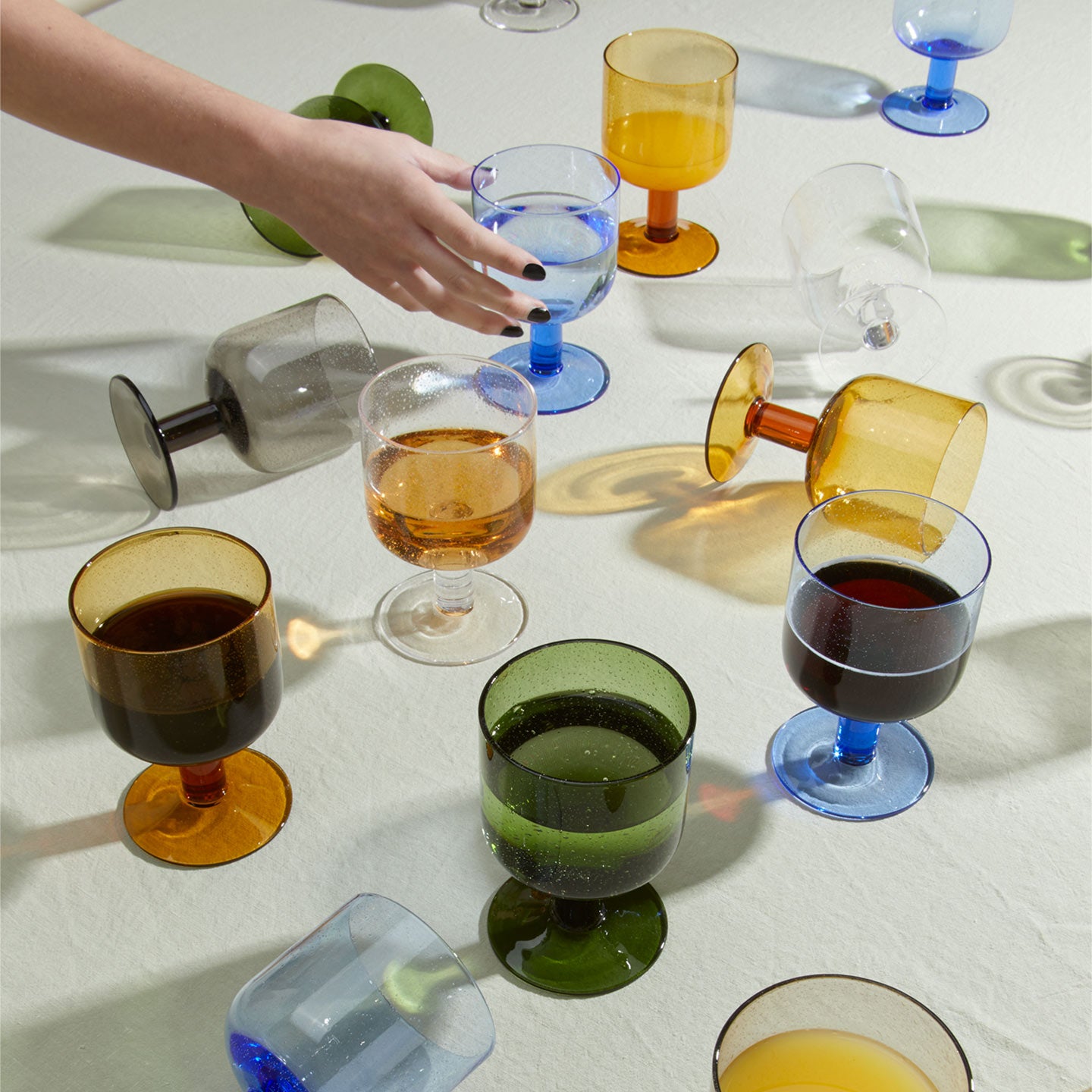 Simple Seeded Glassware, Set of 4 - Amber