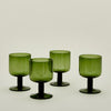 Simple Seeded Glassware, Set of 4 - Olive