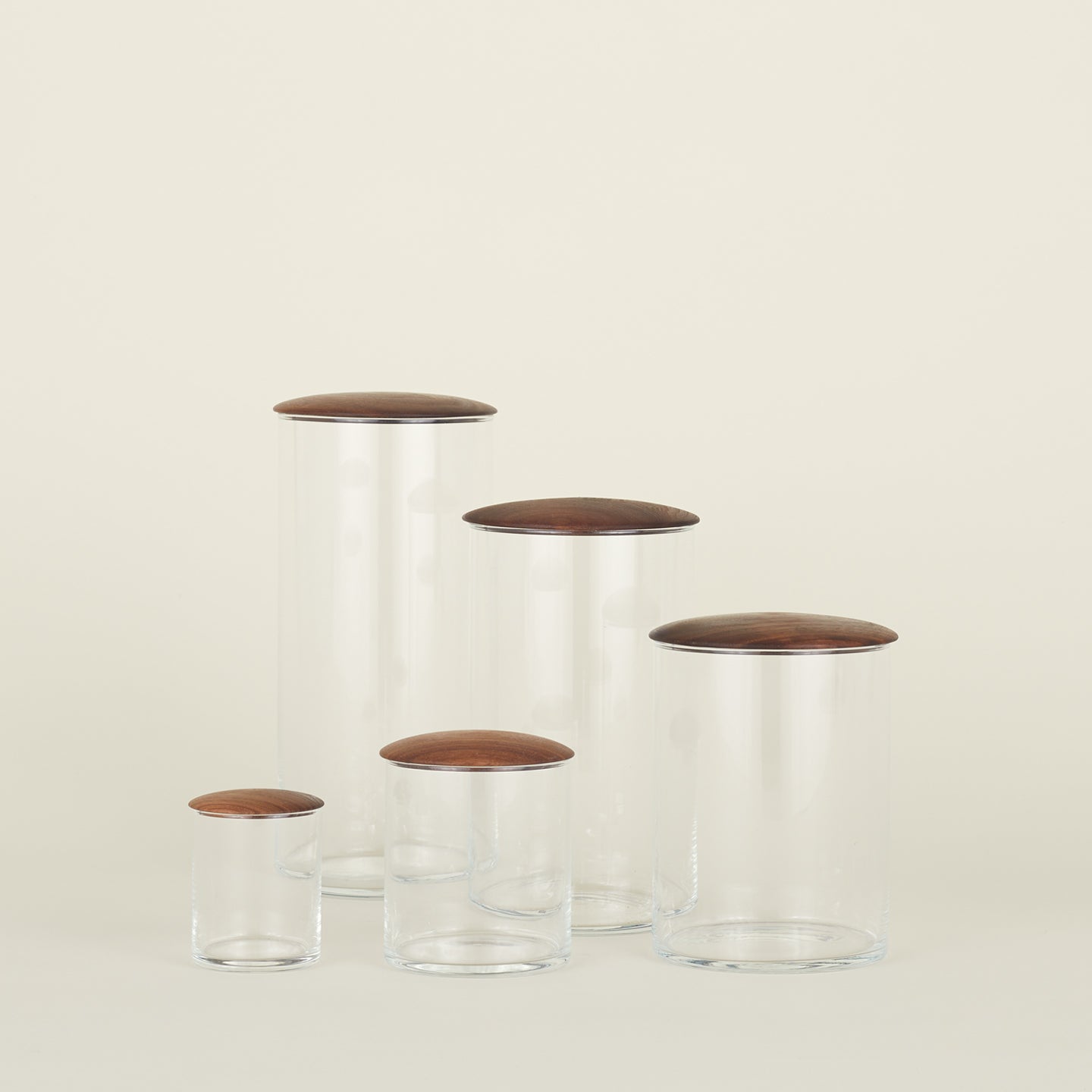 Simple storage container group in smoked oak