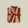 Simple Striped Terry Bathrobe - Blush/Terracotta