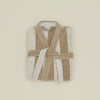 Simple Striped Terry Bathrobe - Ivory/Flax