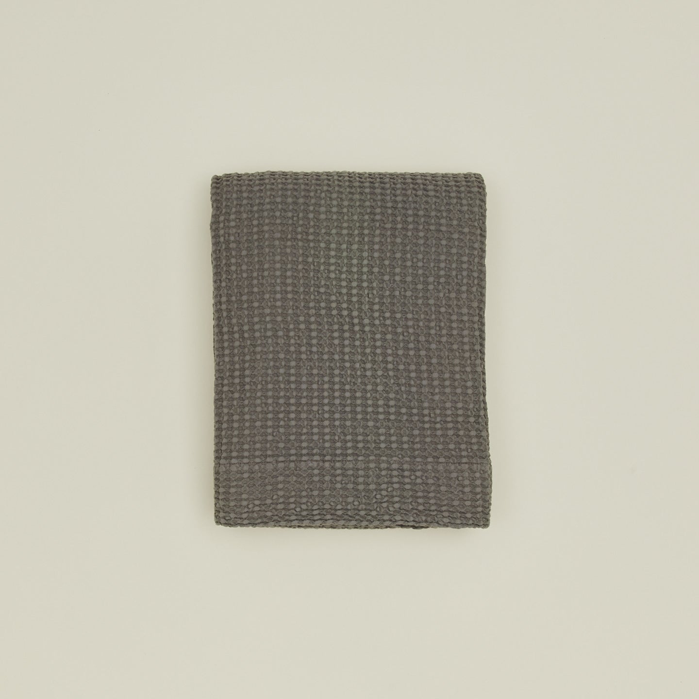 Simple waffle shower curtain in dark grey