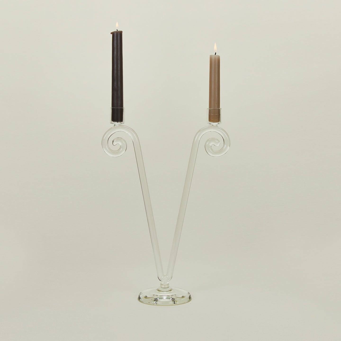 Double Stem Spiral Candle Holder with candles