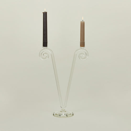 Double Stem Spiral Candle Holder with candles