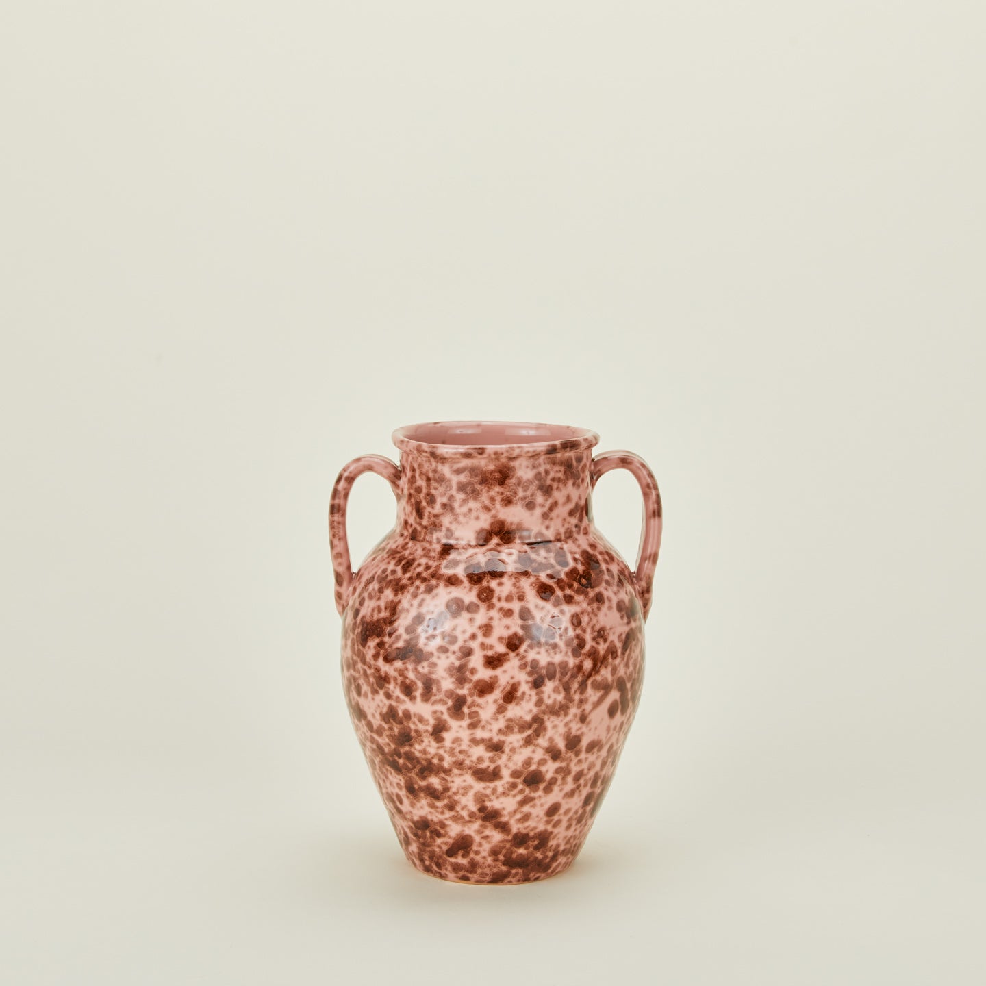 Large splatterware vase in blush and terracotta