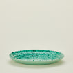 Splatterware serving platter in sage and green