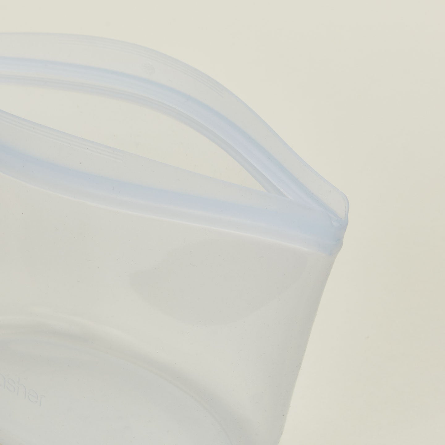 A close up of a silicone storage bag.