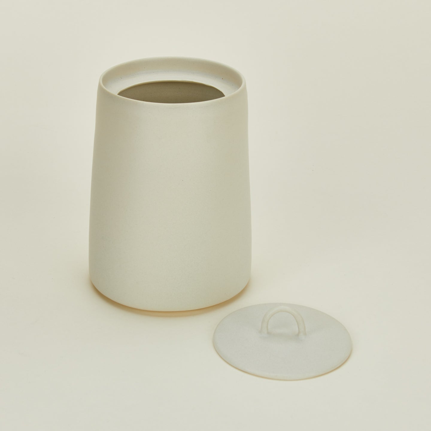 Close up view of Tracie Hervey short lidded jar