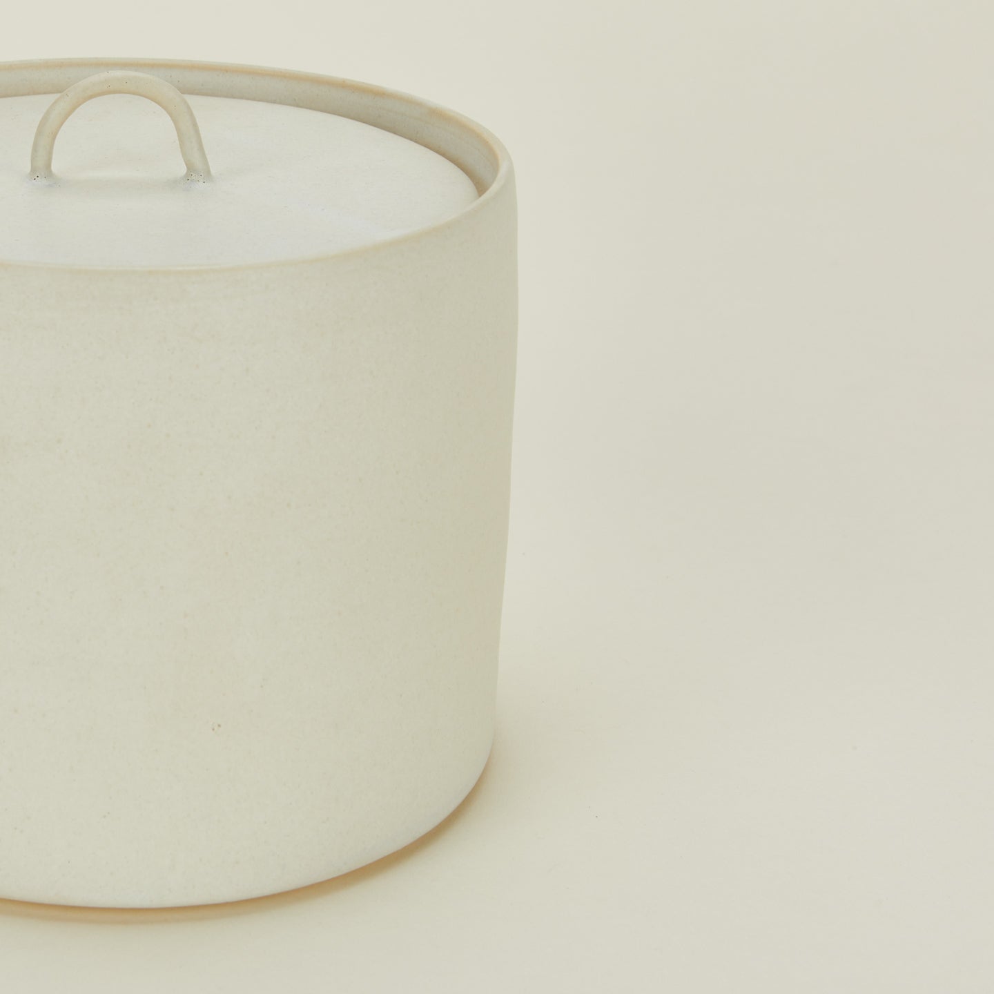 Detailed view of Tracie Hervey wide lidded jar