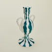 Striped Ceramic Candle Holder - Blue Squiggle