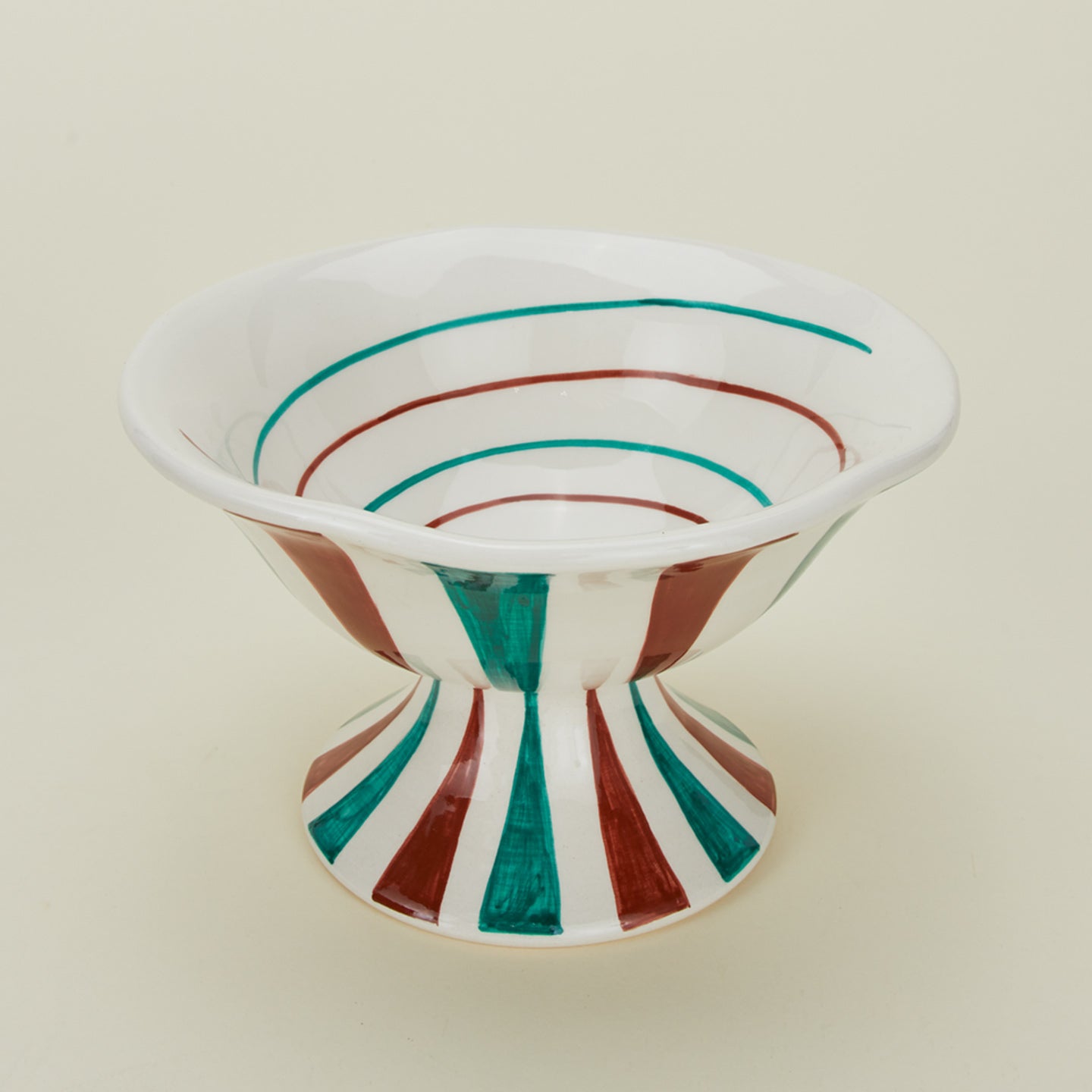 Tutti Frutti Footed Bowl - Cacao + Blue Stripes