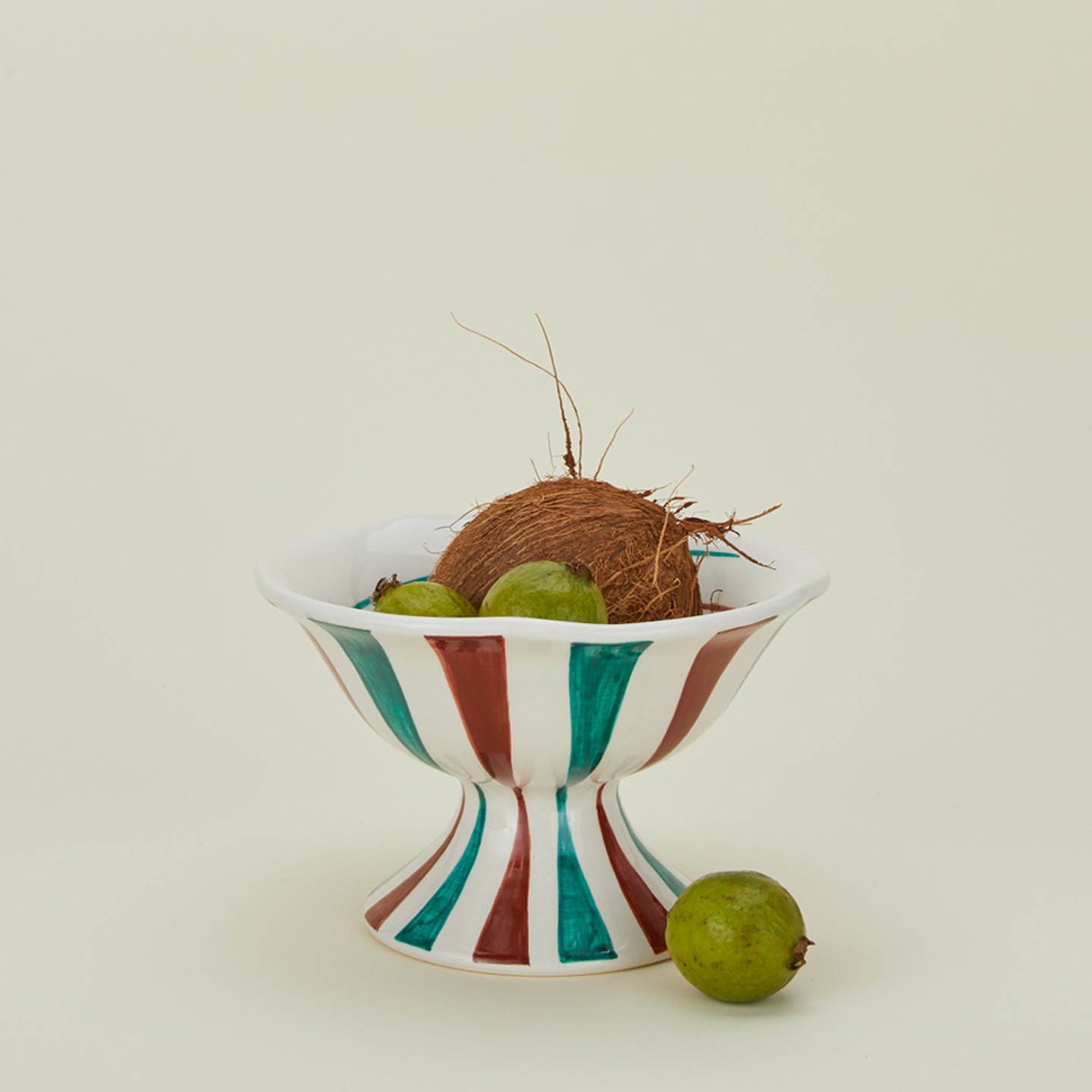Tutti Frutti Footed Bowl - Cacao + Blue Stripes