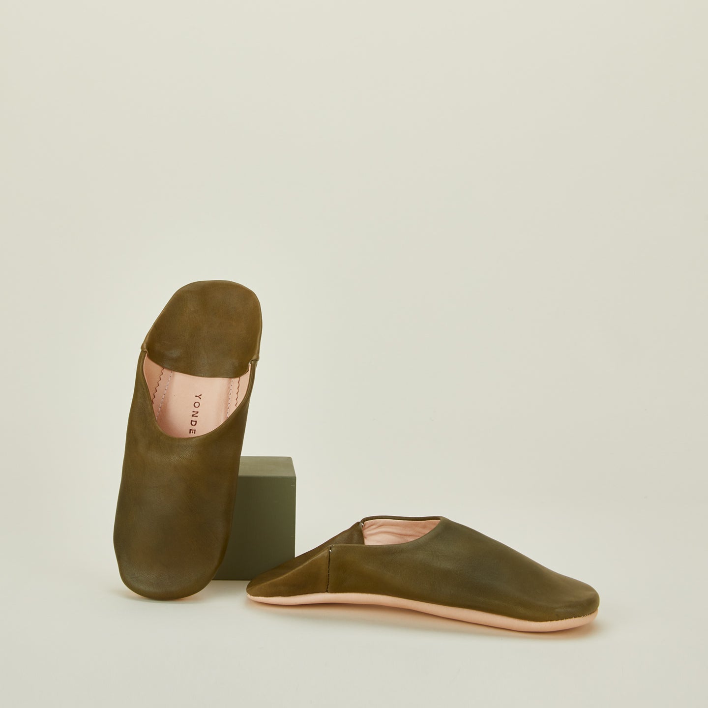 Handmade Suede Slippers in olive