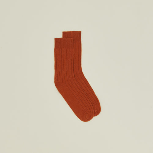 Cashmere + Merino Wool Socks in terracotta