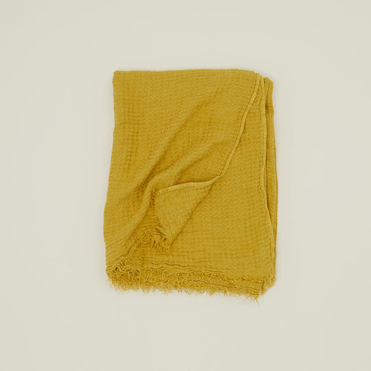 Simple Linen Throw - Mustard