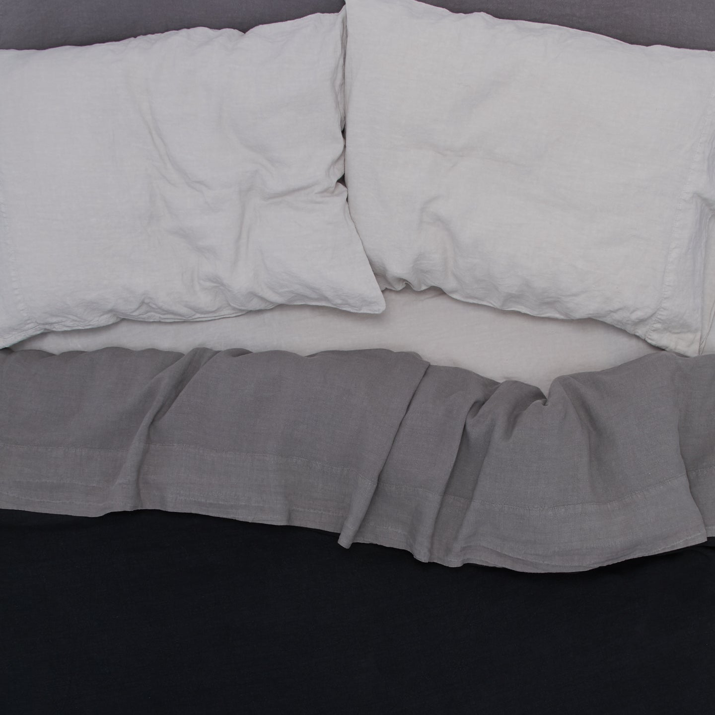Simple Linen Pillowcases, Set of 2 - Black