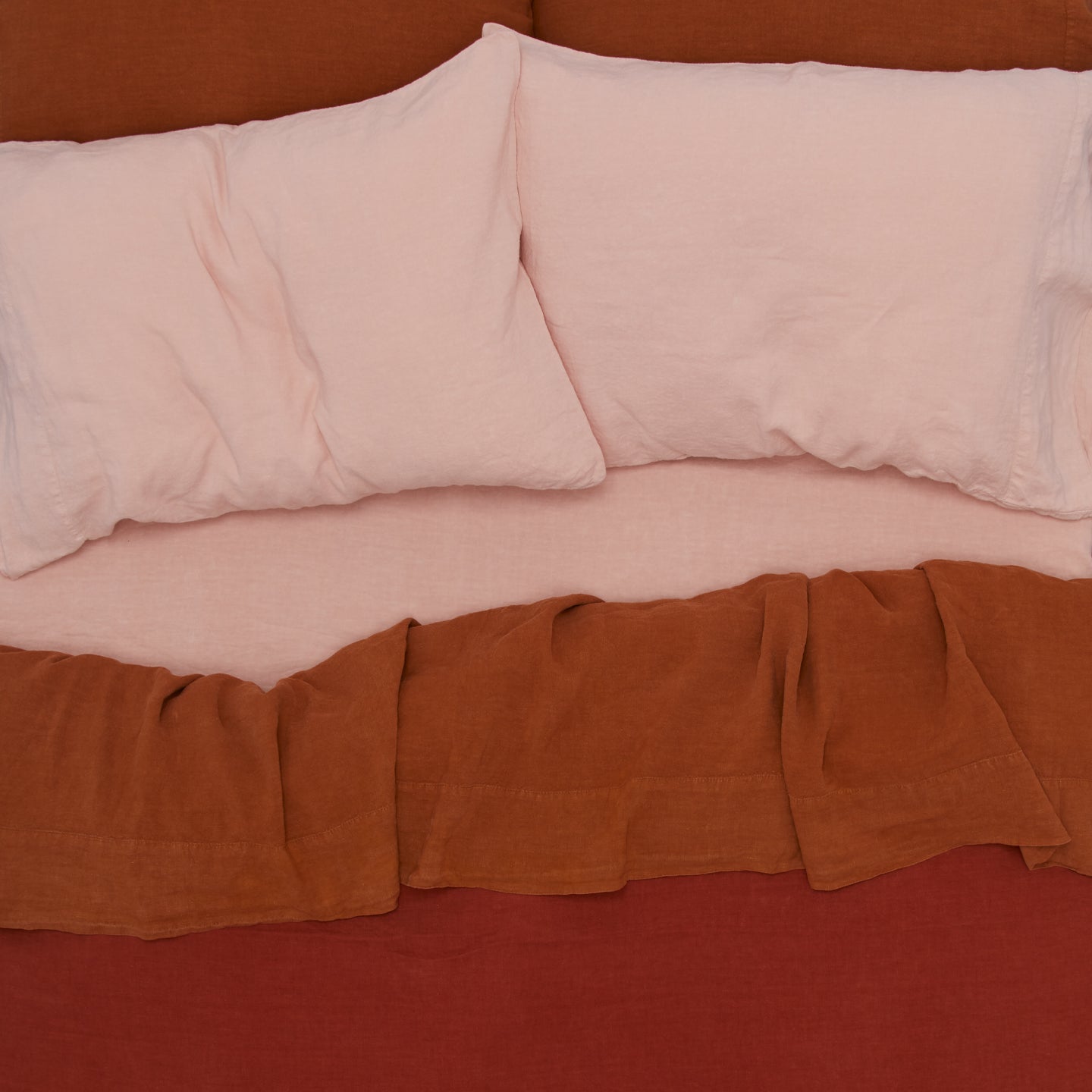 Simple Linen Pillowcases, Set of 2 - Terracotta