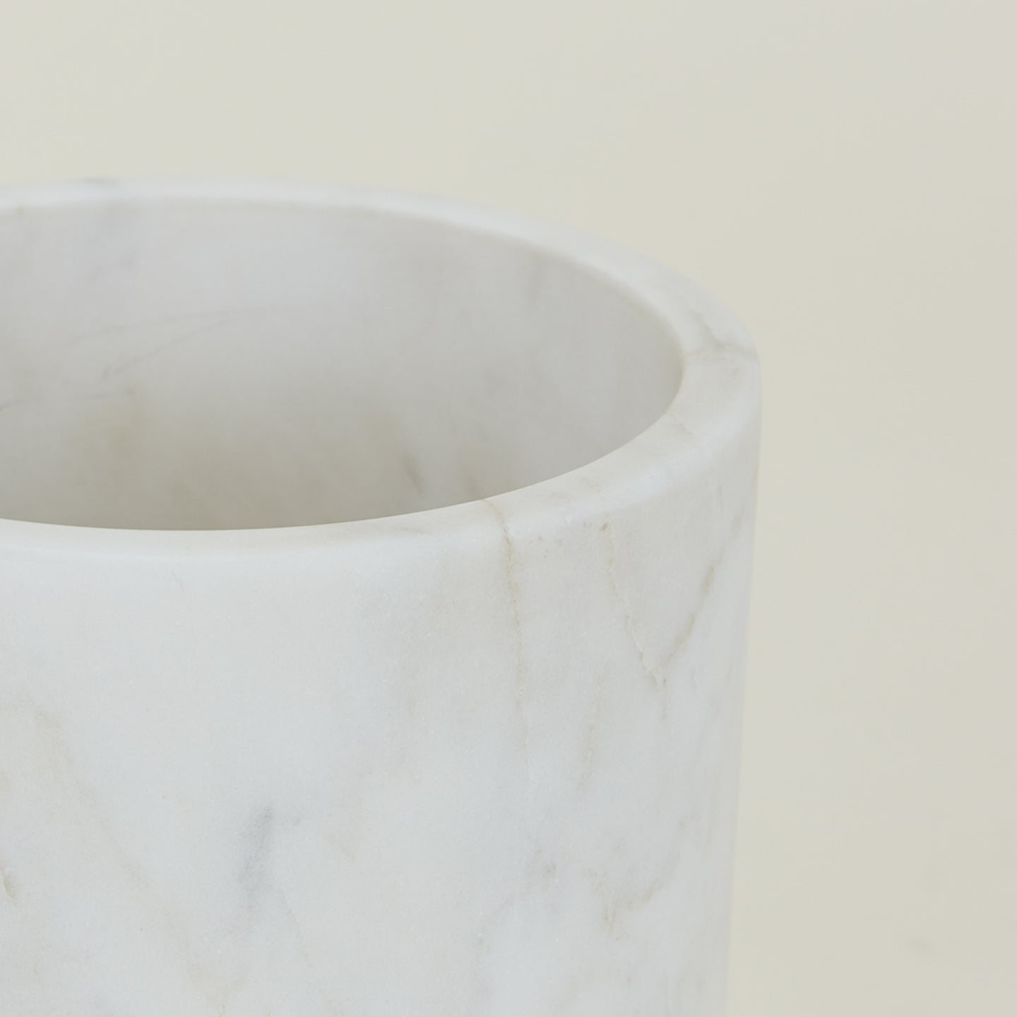 Close up of Simple Marble Utility Canister.