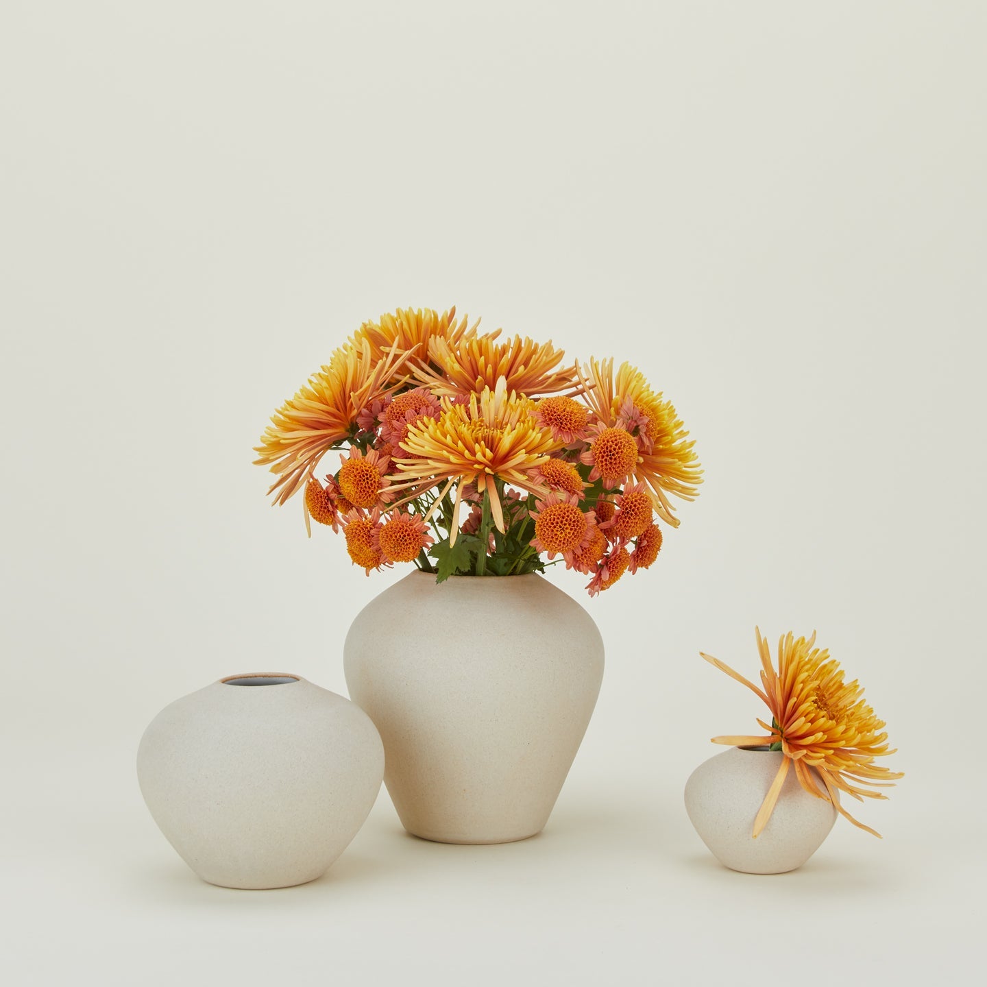 Verdure Vase in Natural in three sizes with flowers.
