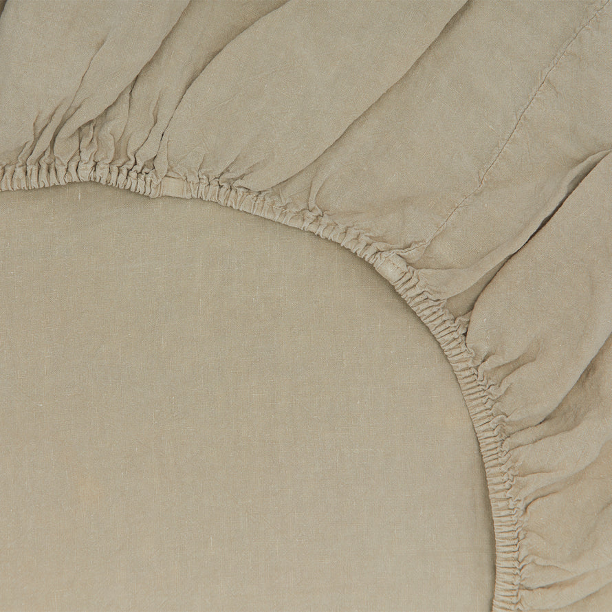 Simple Linen Fitted Sheet - Flax