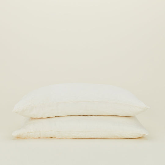 Simple Linen Pillowcases, Set of 2 - Ivory