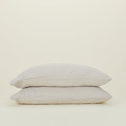 Simple Linen Pillowcases, Set of 2 - Light Grey