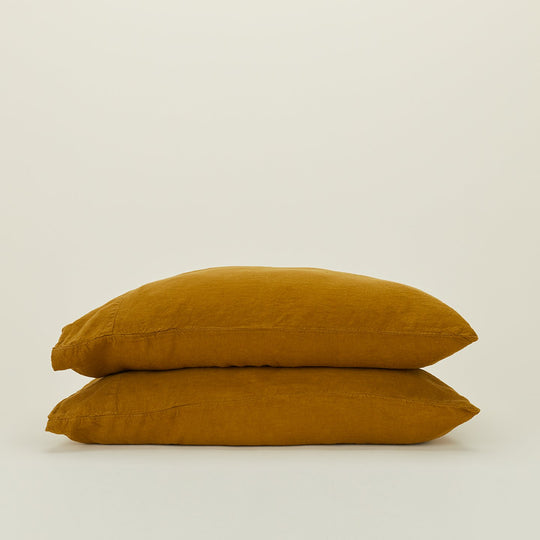 Simple Linen Pillowcases, Set of 2 - Bronze