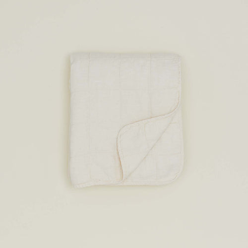 Simple Linen Quilted Throw - Ivory