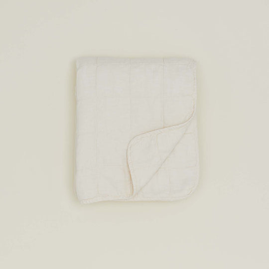 Simple Linen Quilted Throw - Ivory