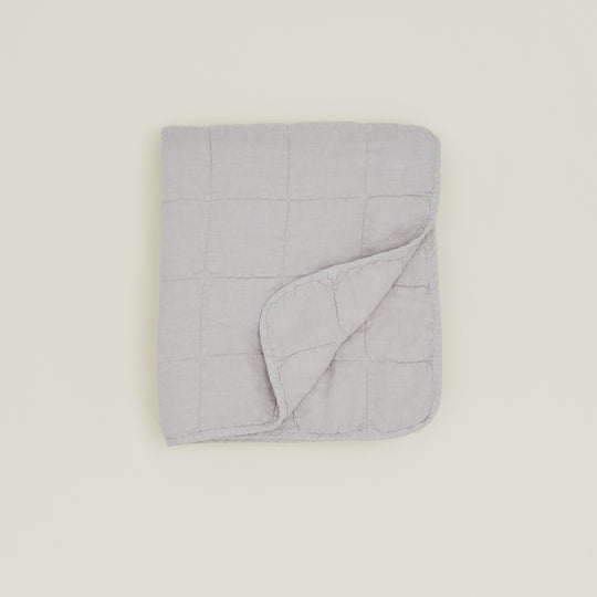 Simple Linen Quilted Throw - Light Grey