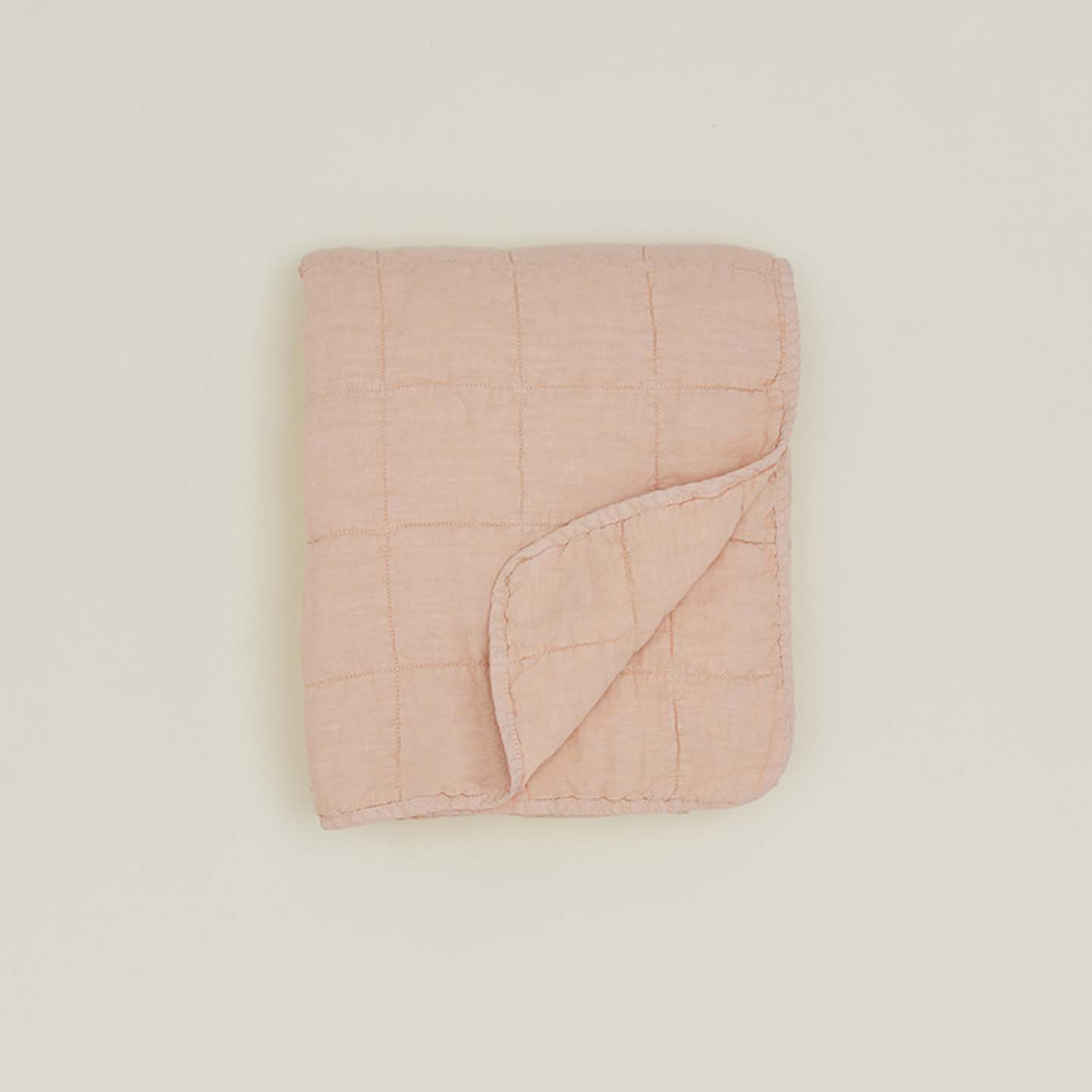 Simple Linen Quilted Throw - Blush