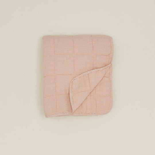 Simple Linen Quilted Throw - Blush