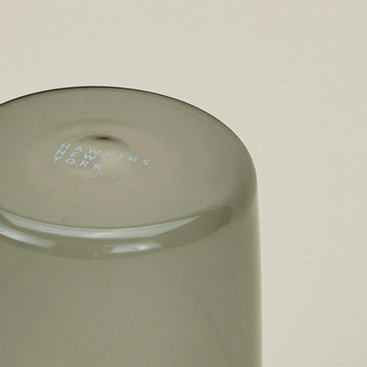 Close up of the bottom of the Essential Glass in Smoke.