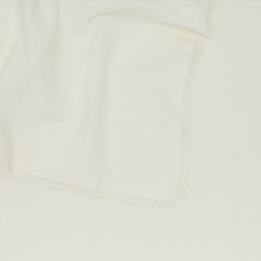 Close up of Essential Striped Tablecloth in Ivory.