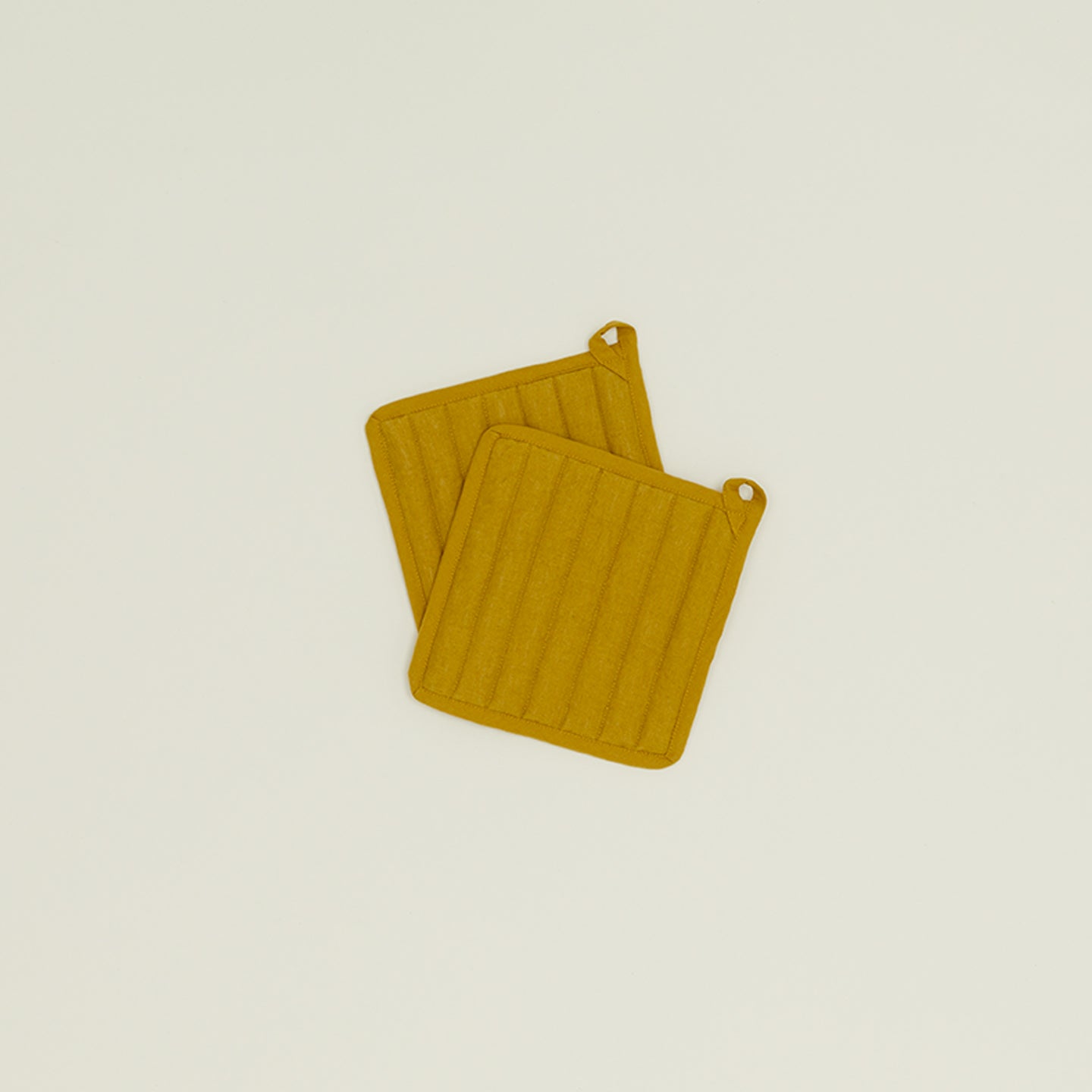 Simple Linen Pot Holder, Set of 2 - Mustard